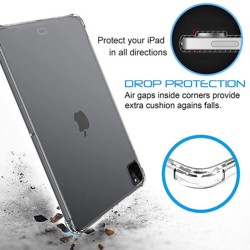 Apple iPad 8th / 7th 10.2 Clear TPU Soft Case w/ Air Cushion + HD Tmepered Glass