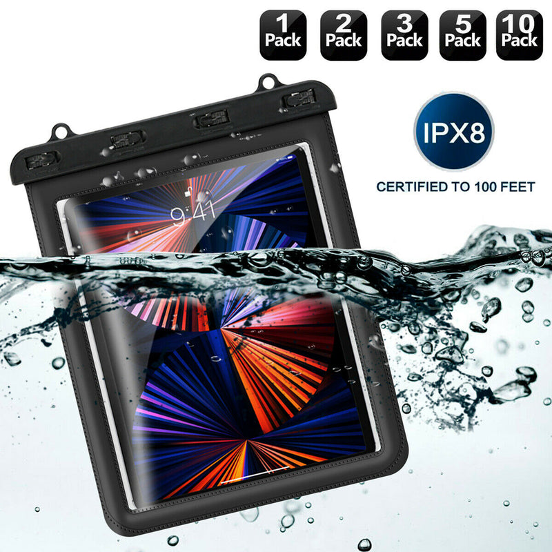 Universal IPX8 Certified Waterproof Tablet Case w/Lanyard for Tablets up to 11in