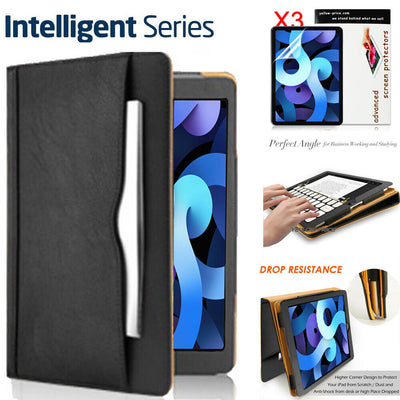 iPad Air 4th Generation 10.9" PU Leather Folding Folio Stand Case+Tempered Glass