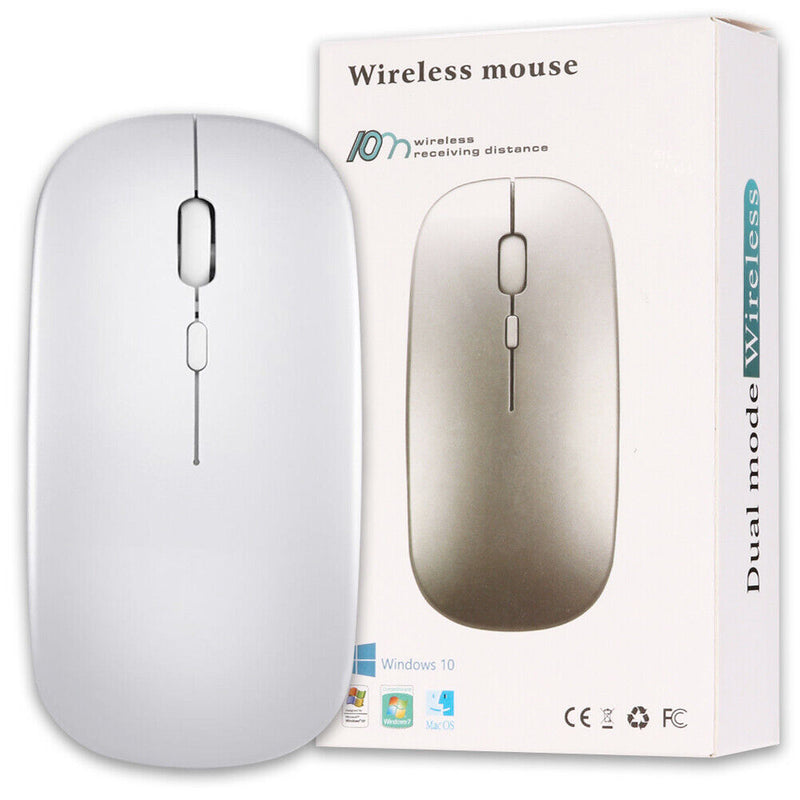 1600DPI Quiet Click Wireless Mouse, Bluetooth 5.0 / 2.4 GHz w/ USB Mini-Receiver