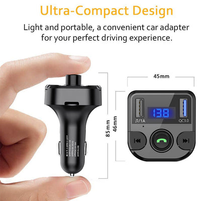 Bluetooth Music Player FM Transmitter w/ Hands-Free Calling& 2 USB Ports Charger