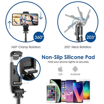 All-in-One Design Aluminum 32" Extendable Selfie Stick Tripod w/ Wireless Remote