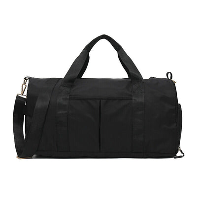 Lightweight Gym Sports Duffel Bag with Shoes Compartment & Wet Pocket, 34L Black