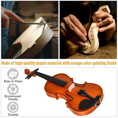 4/4 Violin Maple Wood Full Set of Accessories Storage Box, Orange