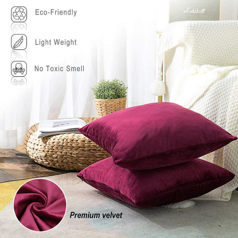 2-Pack Super Luxury Soft Velvet Throw Pillow Covers for Party/Xmas 18x18 Inches