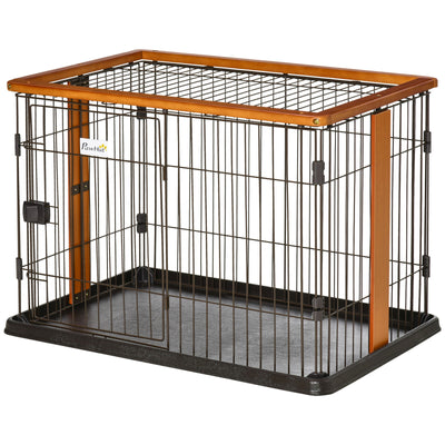 Steel Dog Crate Cage, Puppy Kennel, w/ Door, No Leak Tray, 35" x 22.5" x 23.5"
