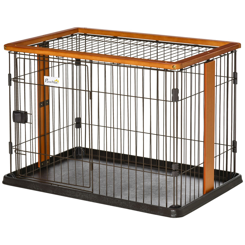 Steel Dog Crate Cage, Puppy Kennel, w/ Door, No Leak Tray, 35" x 22.5" x 23.5"