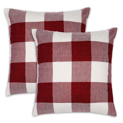 Set of 2 Christmas Check Plaid Throw Pillow Covers for Farmhouse Home Decor CA