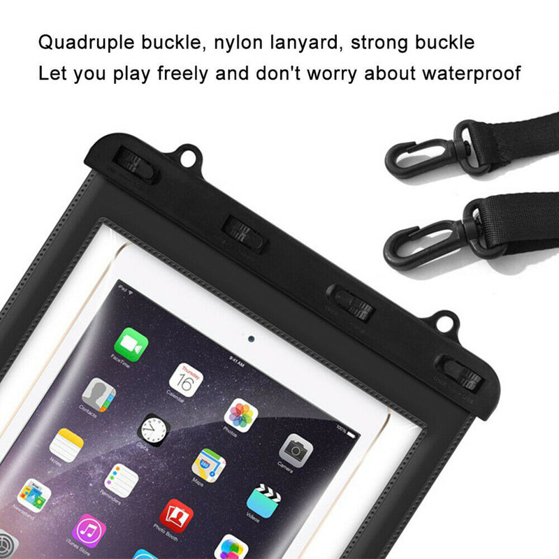 IPX8 Waterproof Tablet Case Dry Pouch w/Lanyard&Transparent Windows,up to 11inch