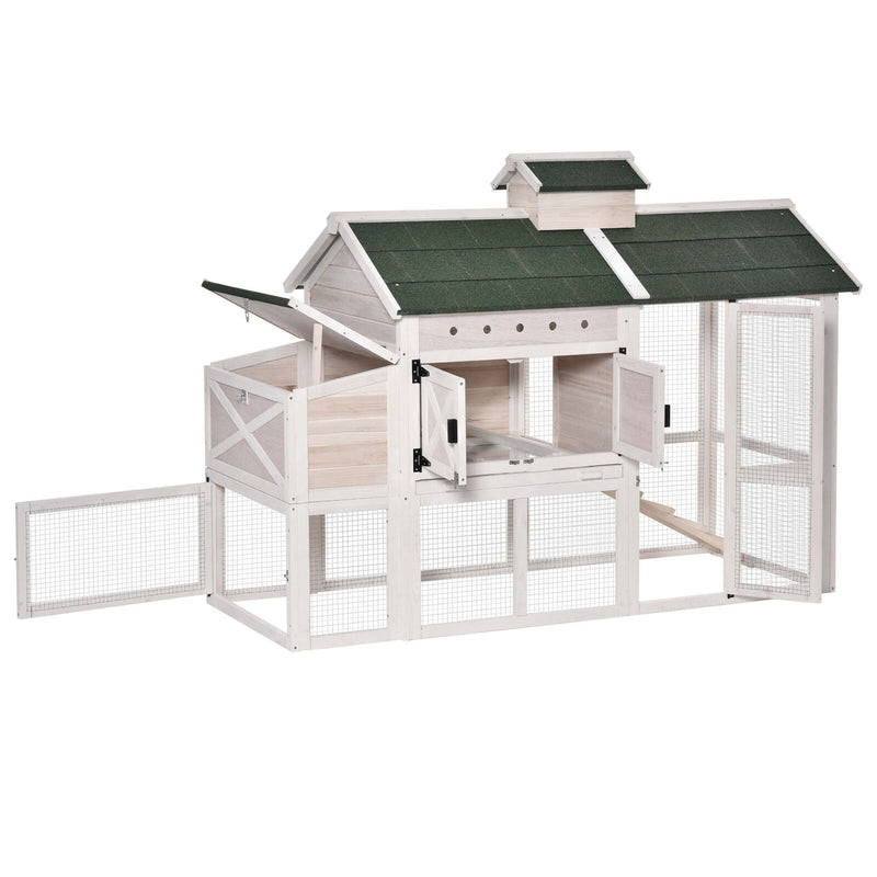 71&quot; Wooden Elevated Chicken Coop with Removable Tray and Nesting Box, White 842525153072