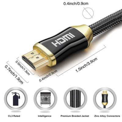 HDMI 2.0 Barided Cable Male to Male ( 4K@60Hz ) Ultra HD Cord 3ft 6ft 10ft 15ft