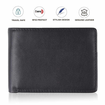 Smart RFID Slim Leather Wallet Purse 13-Pocket Large Capacity w/Gift Box for Men