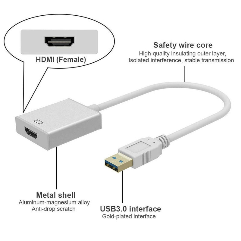 Converter USB 3.0 to HDMI Display Graphic Adapter For Laptop PC HD 1080P