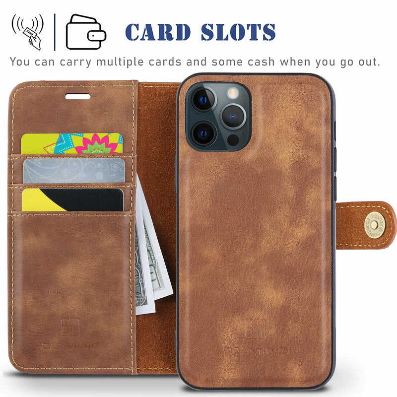 [2IN1] DETACHABLE Classic Leather Case w/Card Slots for iPhone 13 / 13 Pro 6.1"