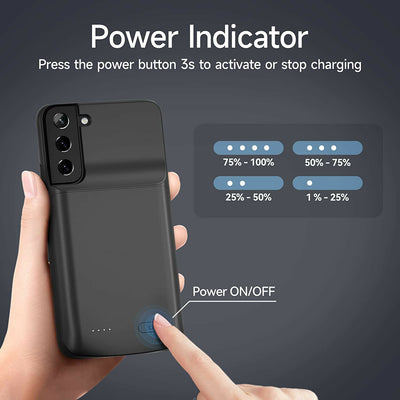 For Galaxy S22/S22 Plus/S22 Ultra Battery Charging Case Cover Power Bank, Black