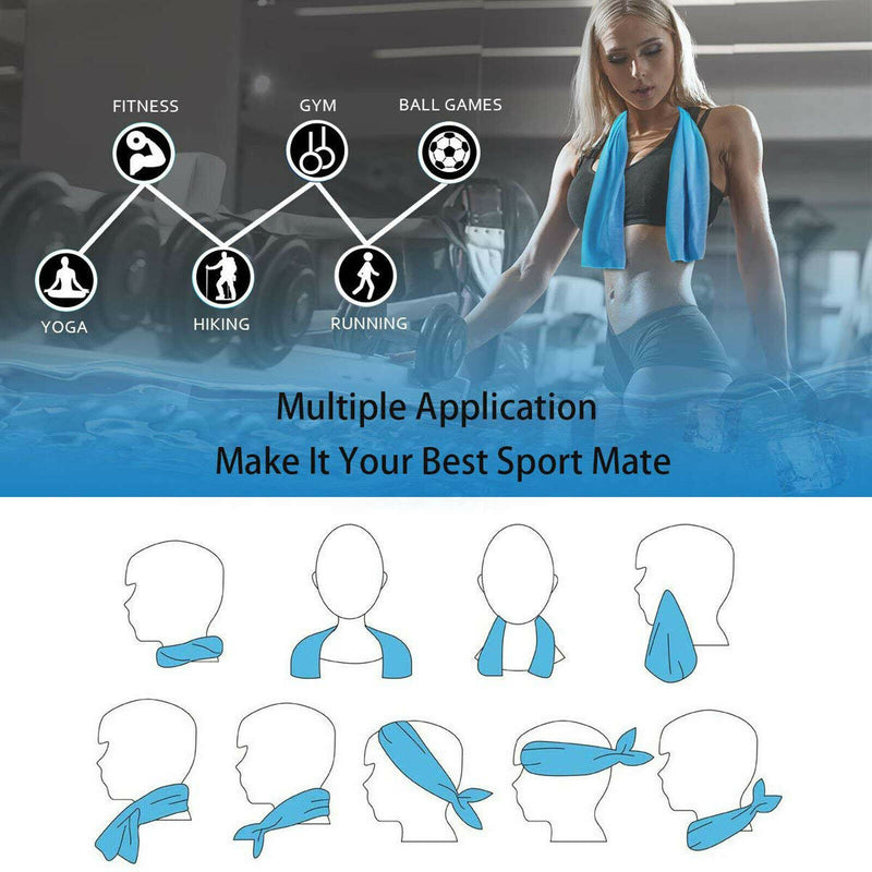 Quick Dry Fitness Ice Cold Towel for Instant Relief Use as Cooling Neck Headband