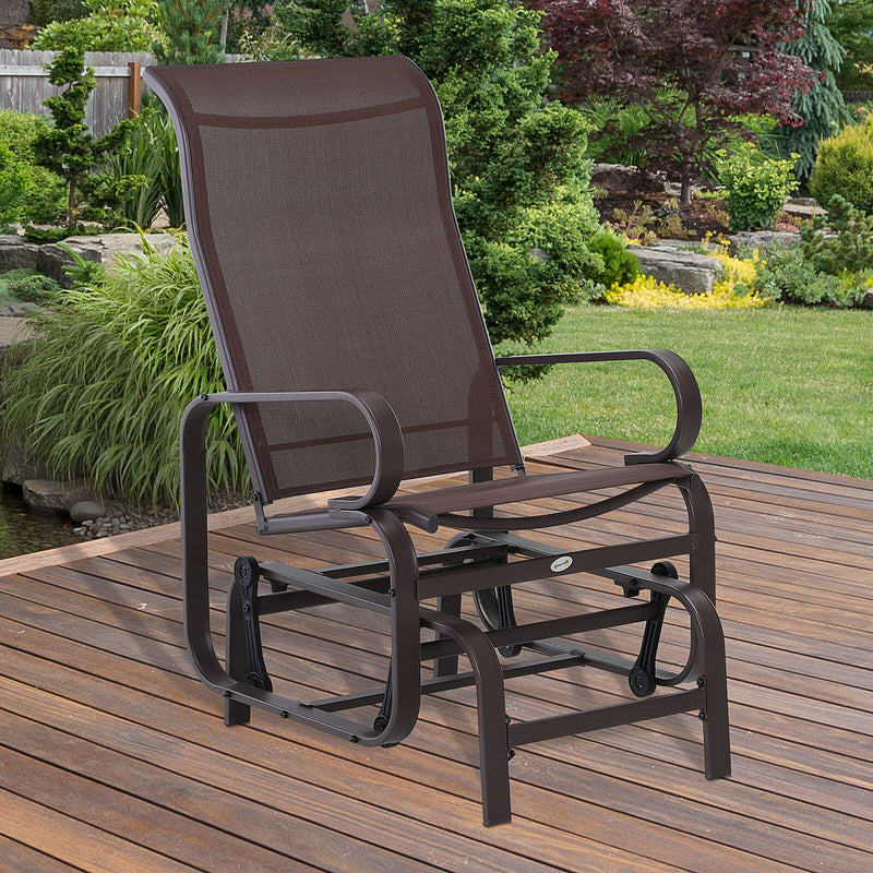 Outdoor Patio Gliding Chair, Swing Rocker Sling Fabric, Porch Deck Garden Pool