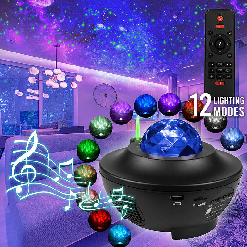 LED Star Light Projector Music Player w/ Bluetooth 5.0 & Timer & Remote Control