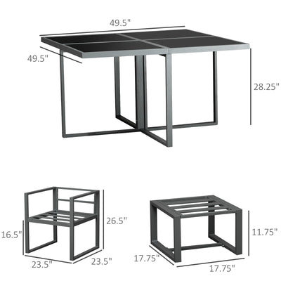 Clearance Sale Outsunny 9PCs Patio Dining Sets 4 Chairs 4 Ottoman Cushioned