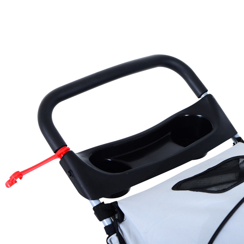 4 Wheel Pet Stroller Cat Dog Jogger Folding Sunshade Canopy Grey