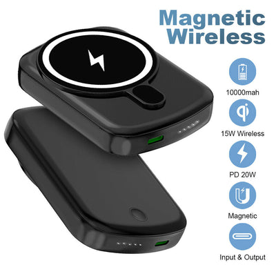 [10000mAh] Battery Pack Magnetic 15W Wireless Power Bank for iPhone 12 / 13 Pro