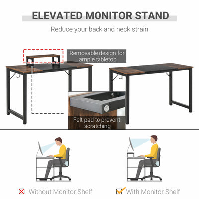 HOMCOM Computer Desk Home Office Writing Desk w/ Steel Leg and Adjustable Feet