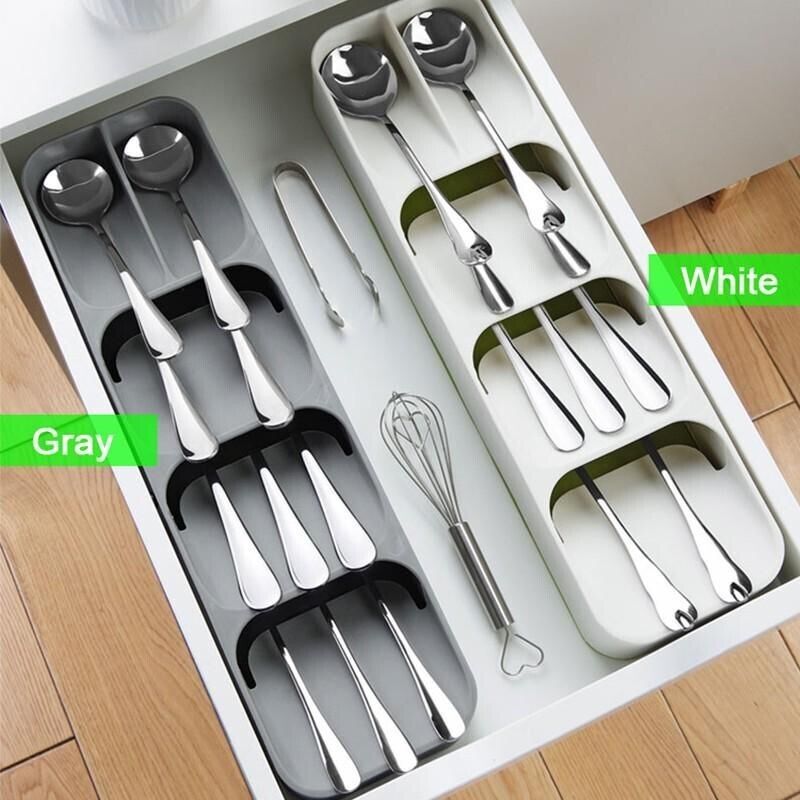 Cutlery Organizer Spoon Tray Insert Utensil Divider Kitchen Drawer Compact Box