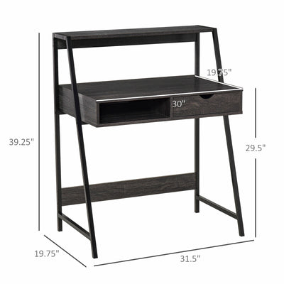 Computer Desk for Small Spaces School Student Desk w/ Drawer and Storage Shelves