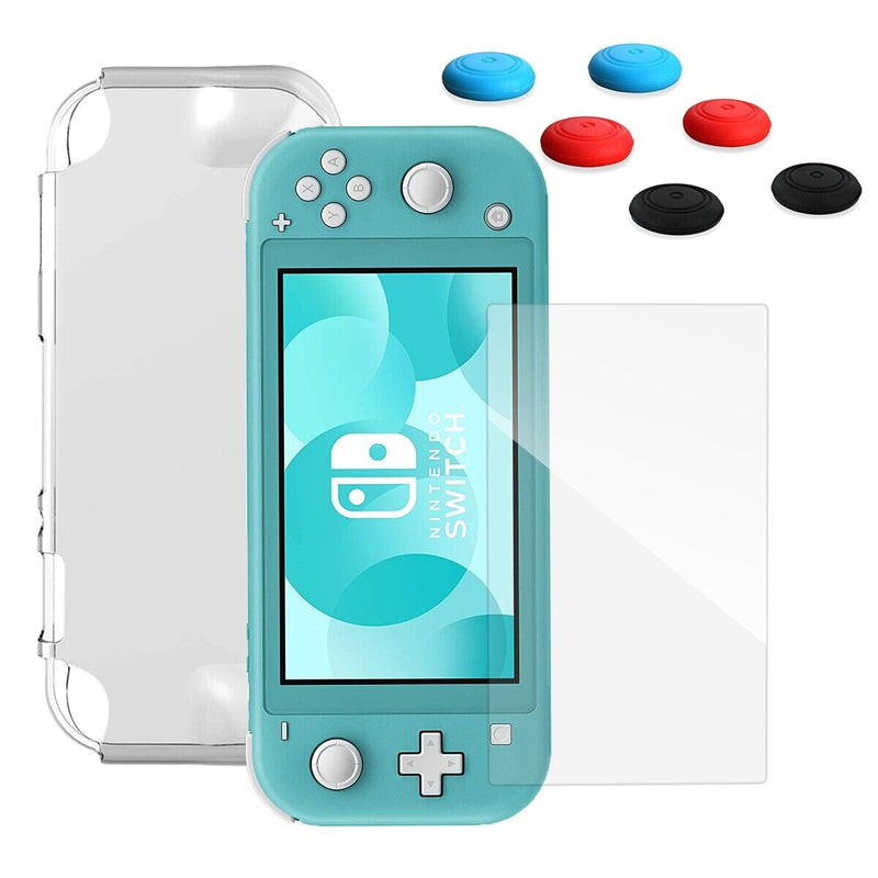 Nintendo Switch Lite Protective Accessories-Clear TPU Case+Tempered Glass+6xCaps