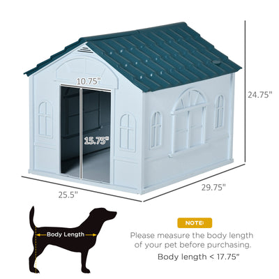 Plastic Dog House for Medium Dogs, Puppy Shelter Kennel w/ Door Opening, Blue