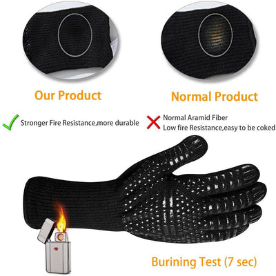 High Dexterity Extreme Heat Resistant BBQ Gloves for Handling Hot Food, Black CA