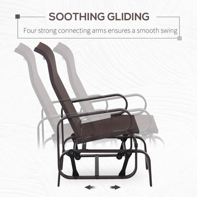 Outdoor Patio Gliding Chair, Swing Rocker Sling Fabric, Porch Deck Garden Pool