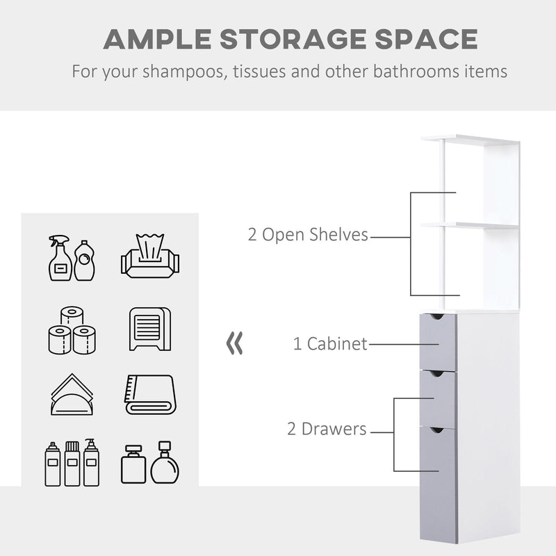 HOMCOM Storage Bathroom Cabinet Scrolled Cupboard Space Saving Open Shelves