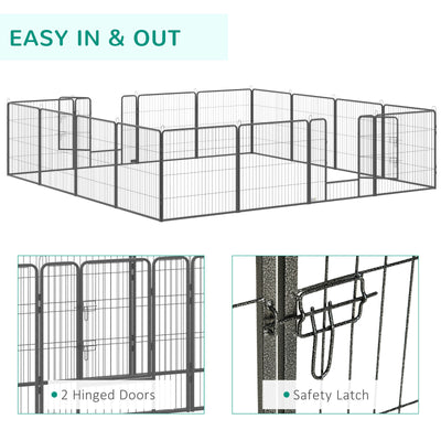 16 Panels Pet Playpen, 31.5" Heavy-Duty Dog Fence DIY Design w/ Doors, Latch