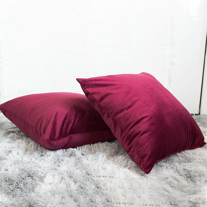 2x Modern Solid Color Square Velvet Soft Throw Pillow Case Covers, Skin-friendly