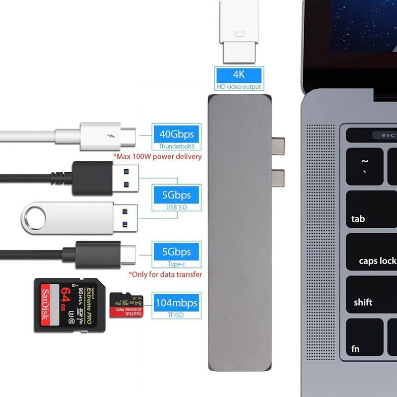 7-in-1 Thunderbolt 3 USB C 3.1 Hub 4K HDMI Multiport APPLE Macbook Adapter CA