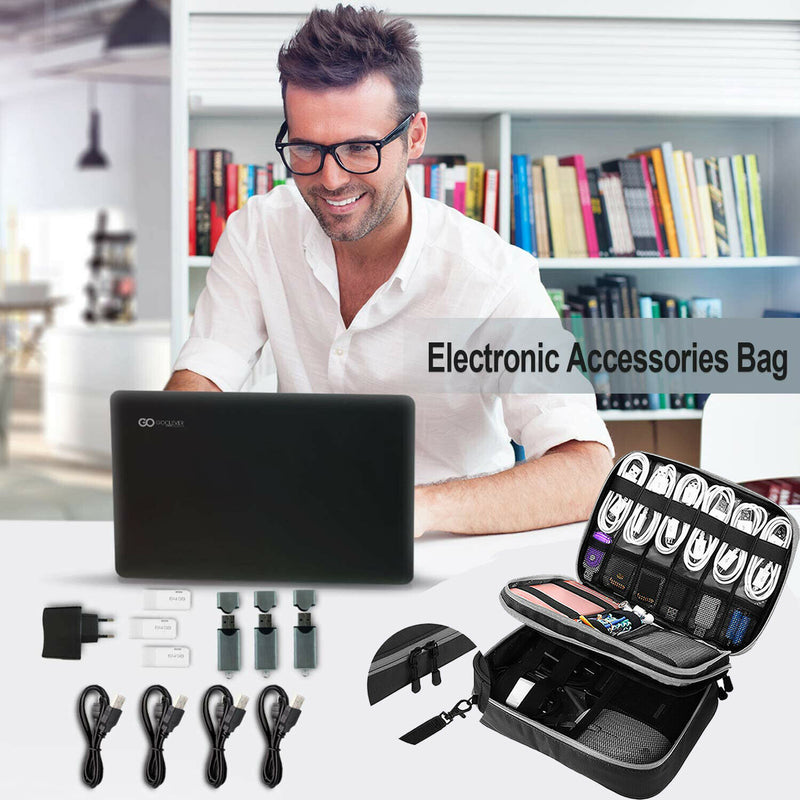 Double Layer Electronic Accessories Organizer for Cables, USB Flash Drive, Plug