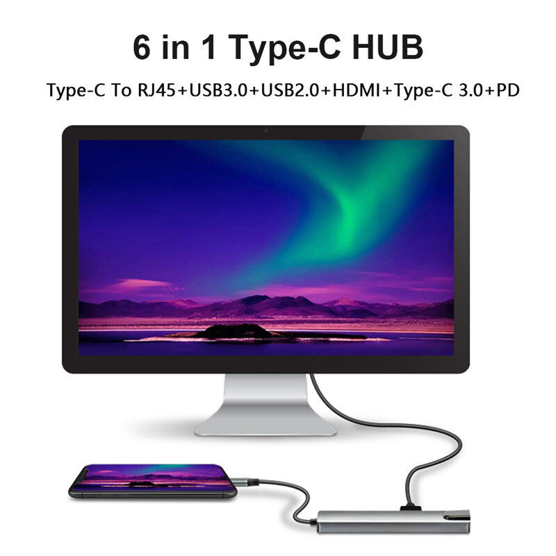 3/5/6/7/8in 1 Type C Hub to USB 3.0 HDMI PD Adapter Docking Station for MacBook