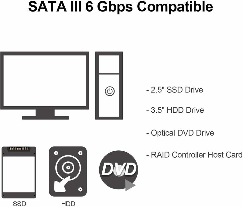 3-12PACK SATA Cable III 6Gbps Straight HDD SDD Data Cable with Locking Latch,Red