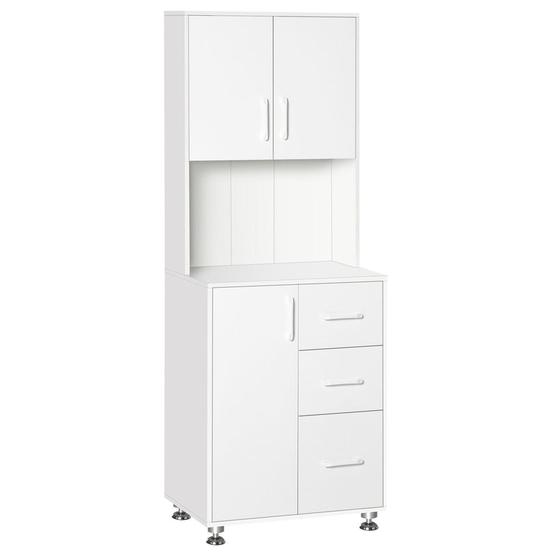 Modern Pantry Cabinet Storage Cupboard with Open Countertop for Kitchen, White