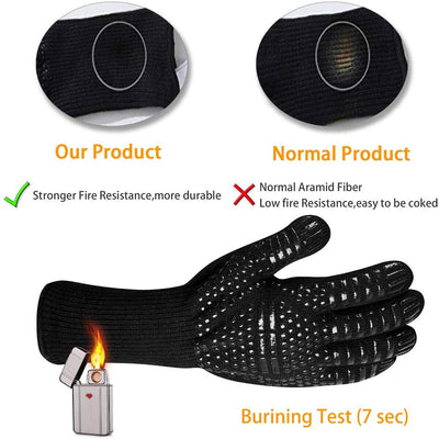 1472 ℉ Extreme Heat Resistant BBQ Gloves Oven Gloves + Baking Mat Non-Stick Red