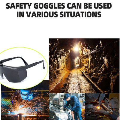 Safety Glasses Adjustable Protective Goggles for Eye Protection, Black Frame