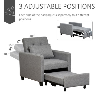 Recliner Sofa Sleeper Chair with 3 Adjustable Backrest Angles and 4 Wheels