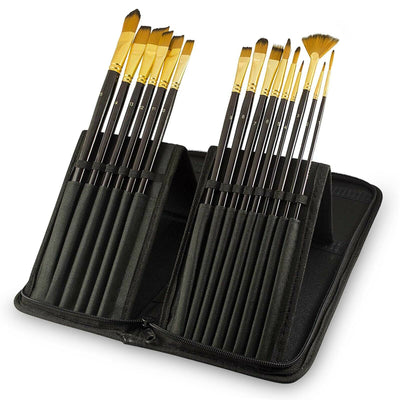 PACKS OF 15 Brown SABLE ARTIST PAINT BRUSH SETS WATERCOLOUR ACRYLIC