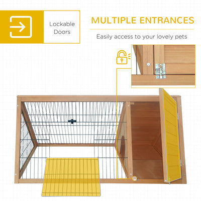 Outside Triangle Shaped Wooden Protective Pet House w/ Ventilating Wire, Yellow