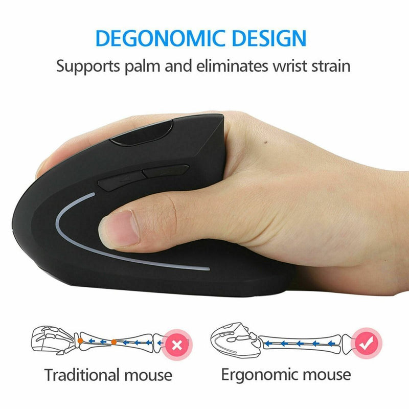 Wireless Ergonomic 2.4GHz Vertical Optical Mouse Design Mice for Laptop Computer