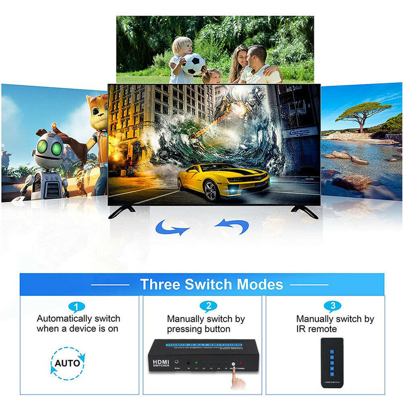 4K 60Hz 5 Port 5 x 1 HDMI 2.0 Switcher Support 18Gbps 4K x 2K 3D HDCP 2.2 HDR CA