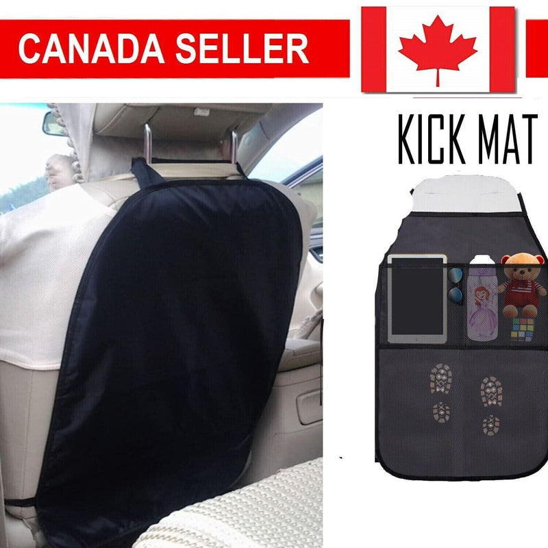 2PCS Car Back Seat Protectors Covers Two Storages Pockets Kids Kick Mat Care