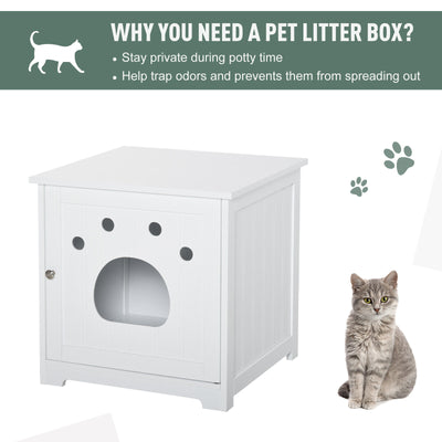 Cat Washroom Pet Litter Box Enclosure Kitten House End Table Hideaway Cabinet