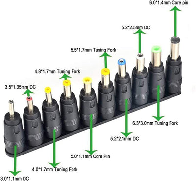 38Pcs Universal DC Barrel Jack Adapter Tips Connector 5.5mm x 2.1mm For Laptop